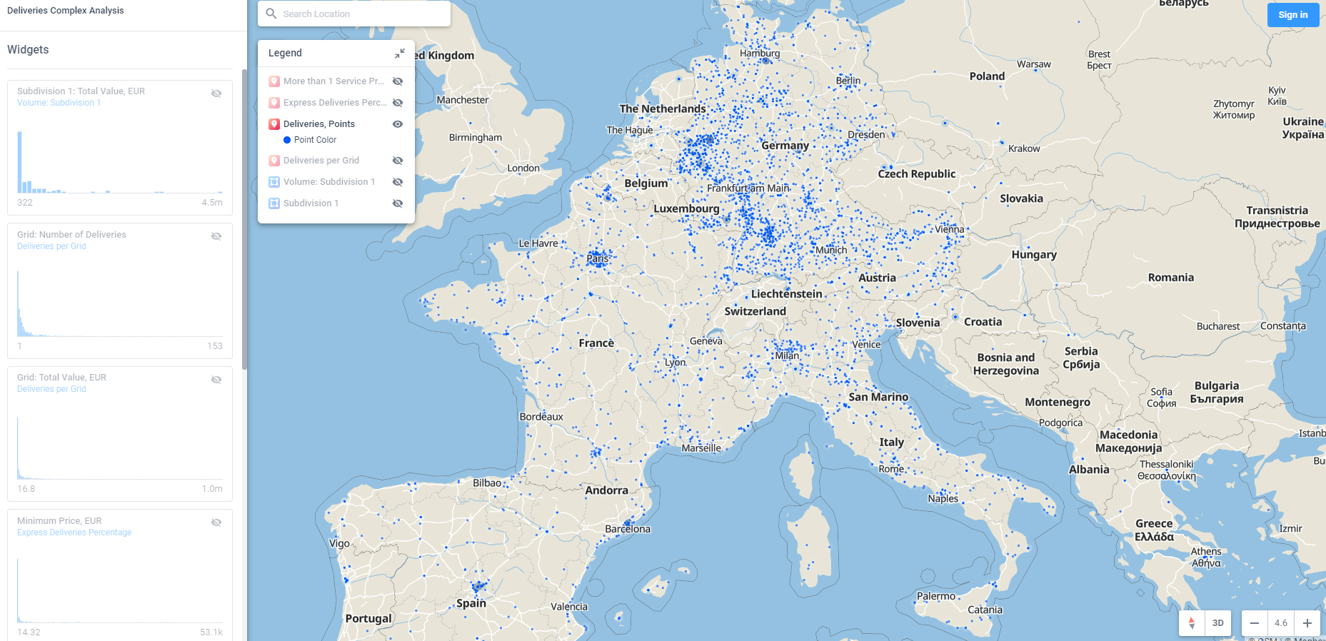 Analyze the exact delivery locations